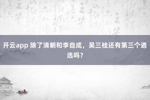 开云app 除了清朝和李自成，吴三桂还有第三个遴选吗？
