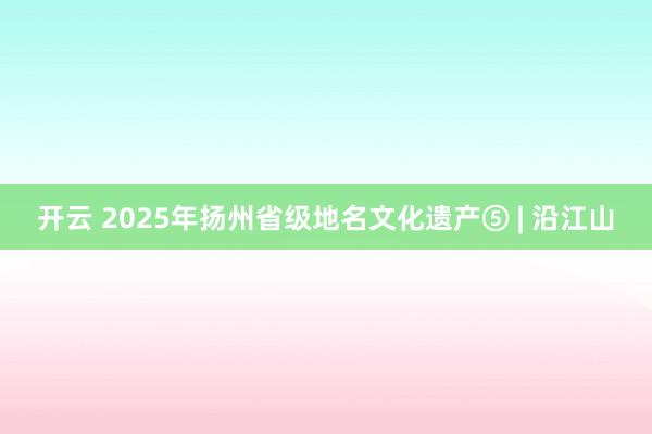 开云 2025年扬州省级地名文化遗产⑤ | 沿江山