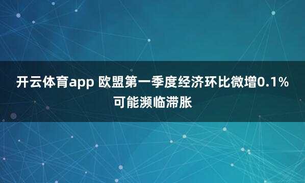 开云体育app 欧盟第一季度经济环比微增0.1%　可能濒临滞胀
